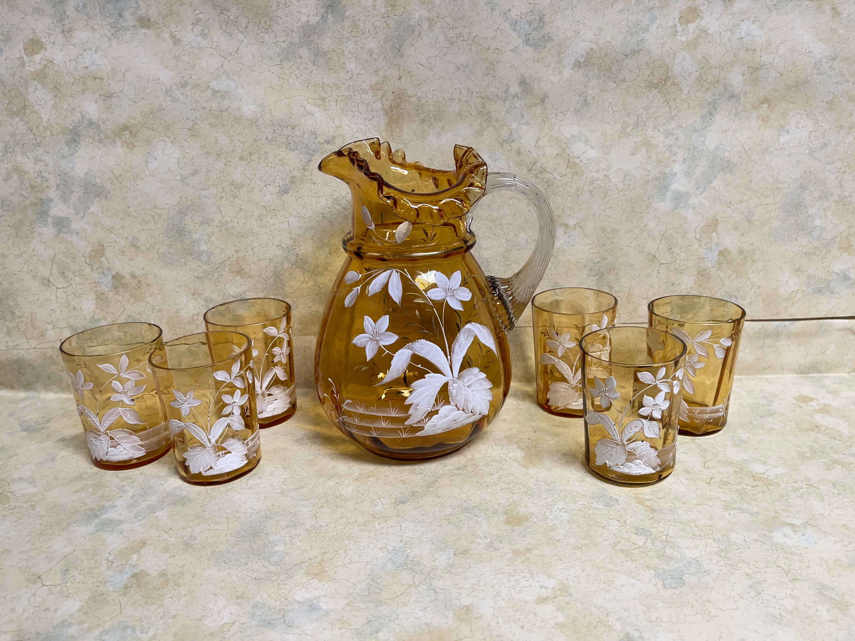 Antique Victorian Glass Lemonade Set - Etsy