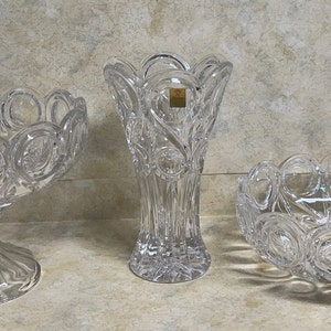 Nachtmann Bleikristall Uber 24%  W.Germany Crystal Set 8.5” Vase, 8” Pedestal Bowl, 8” Bowl