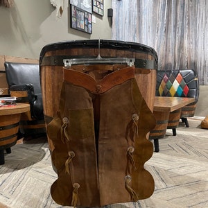 Vintage Boys Size 6  Full Front Leather Chaps Brown