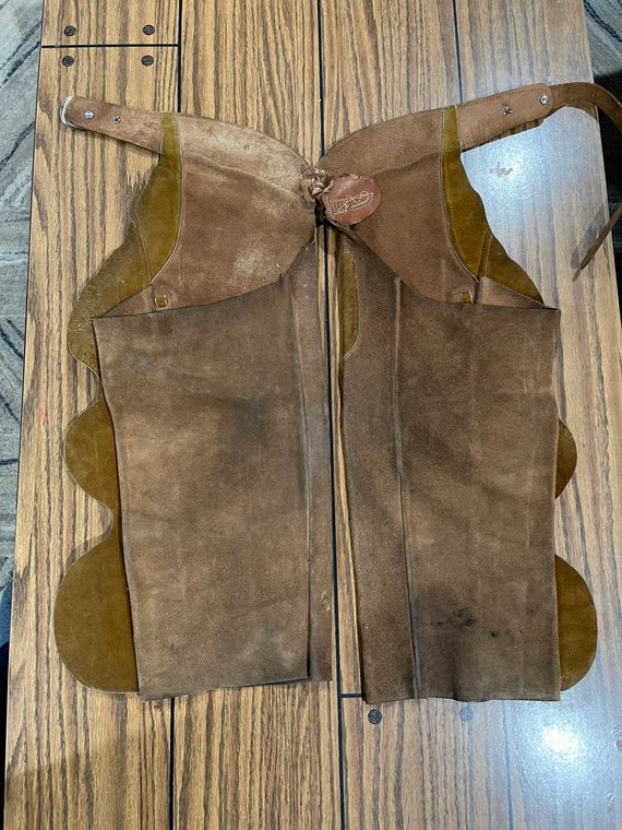 Vintage Boys Size 6  Full Front Leather Chaps Bro… - image 5