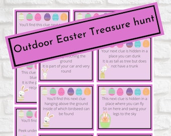 Easter Outdoor Treasure Hunt Clue Easter Egg Hunt for Kid Easter Scavenger Hunt Clue Printable Easter Egg hunt clue for Kid Outdoor Game