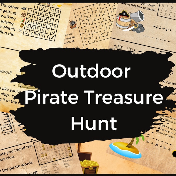 Outdoor Pirate Treasure Hunt for Kids Pirate Scavenger Hunt Clues Printable Pirate Puzzle Code Kid Treasure Hunt Clues DIY Kid Pirate Game