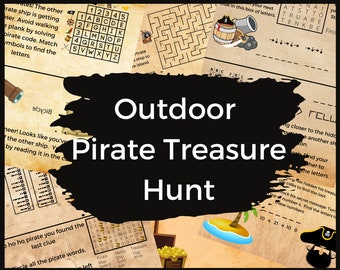 Chasse au trésor pirate en plein air pour enfants Indices de chasse au trésor pirates Code de casse-tête pirate imprimable Indices de chasse au trésor pour enfants DIY Kid Pirate Game