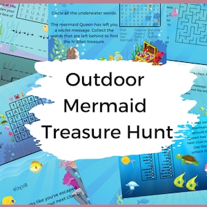 Mermaid Treasure Hunt Clue Outdoor Mermaid Game for Underwater Birthday Party Scavenger Hunt Mermaid Printable Puzzle Code Mermaid DIY Game