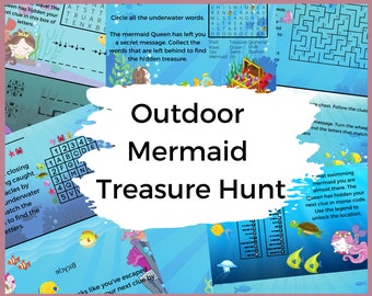 Zeemeermin schattenjacht aanwijzing buiten zeemeermin spel voor onderwater verjaardagsfeestje speurtocht zeemeermin afdrukbare puzzel code zeemeermin DIY spel