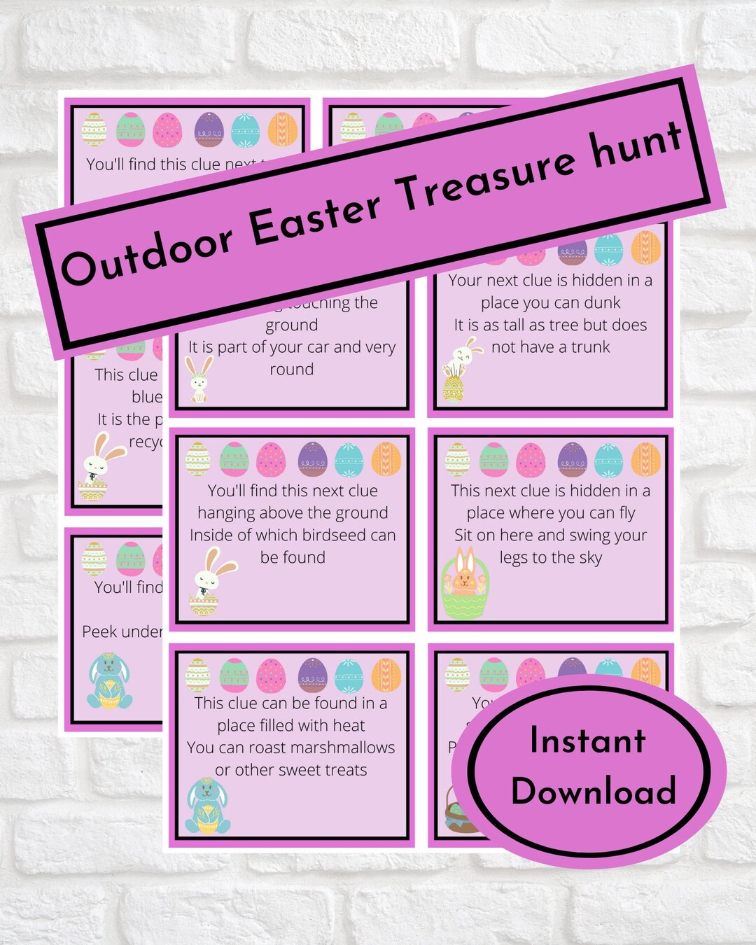 Easter Outdoor Treasure Hunt Clue Easter Egg Hunt for Kid Easter