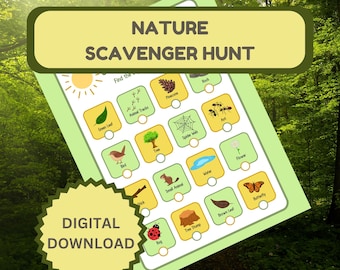 Nature scavenger hunt for kids; outdoor nature scavenger hunt, hike activity, nature walk activity, kids outdoor activity, nature hunt