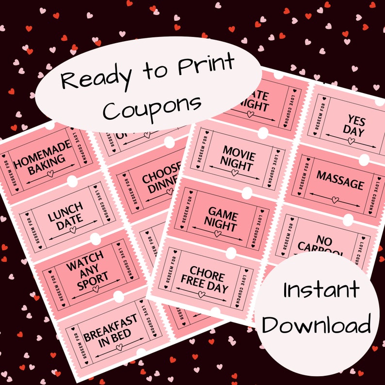 Customizable Valentine's DIY Love Coupon Printable, Editable Blank ...