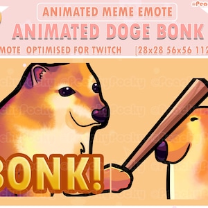 Geanimeerde Twitch Emote Streamer 2x Geanimeerde Bonk Doge Dog Twitch Meme Emotes - Dog Bonk Animated / Twitch/ Youtube / Discord/ Animate emotes