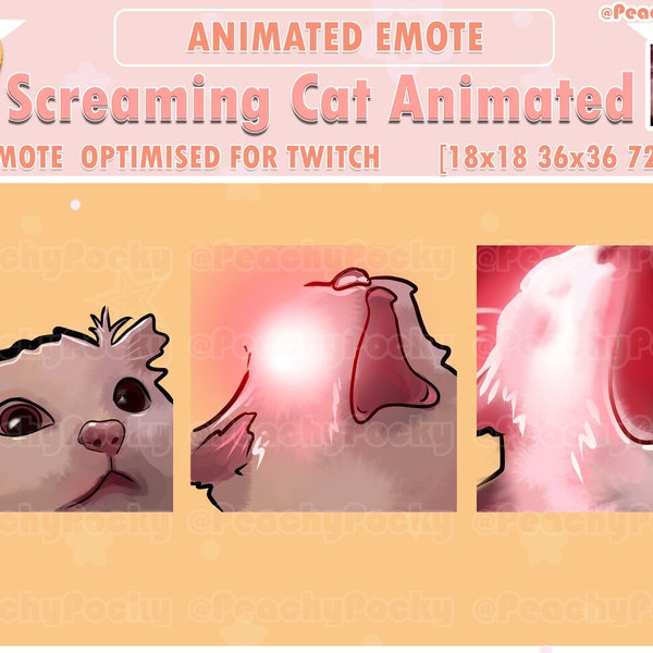 Animated Twitch Emote Streamer 1x Animated Cat Twitch Meme Emotes - Cat Scream Rage Angry / Twitch/ Youtube / Discord/ Animate emotes