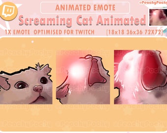 Animated Twitch Emote Streamer 1x Animated Cat Twitch Meme Emotes - Cat Scream Rage Angry / Twitch/ Youtube / Discord/ Animate emotes