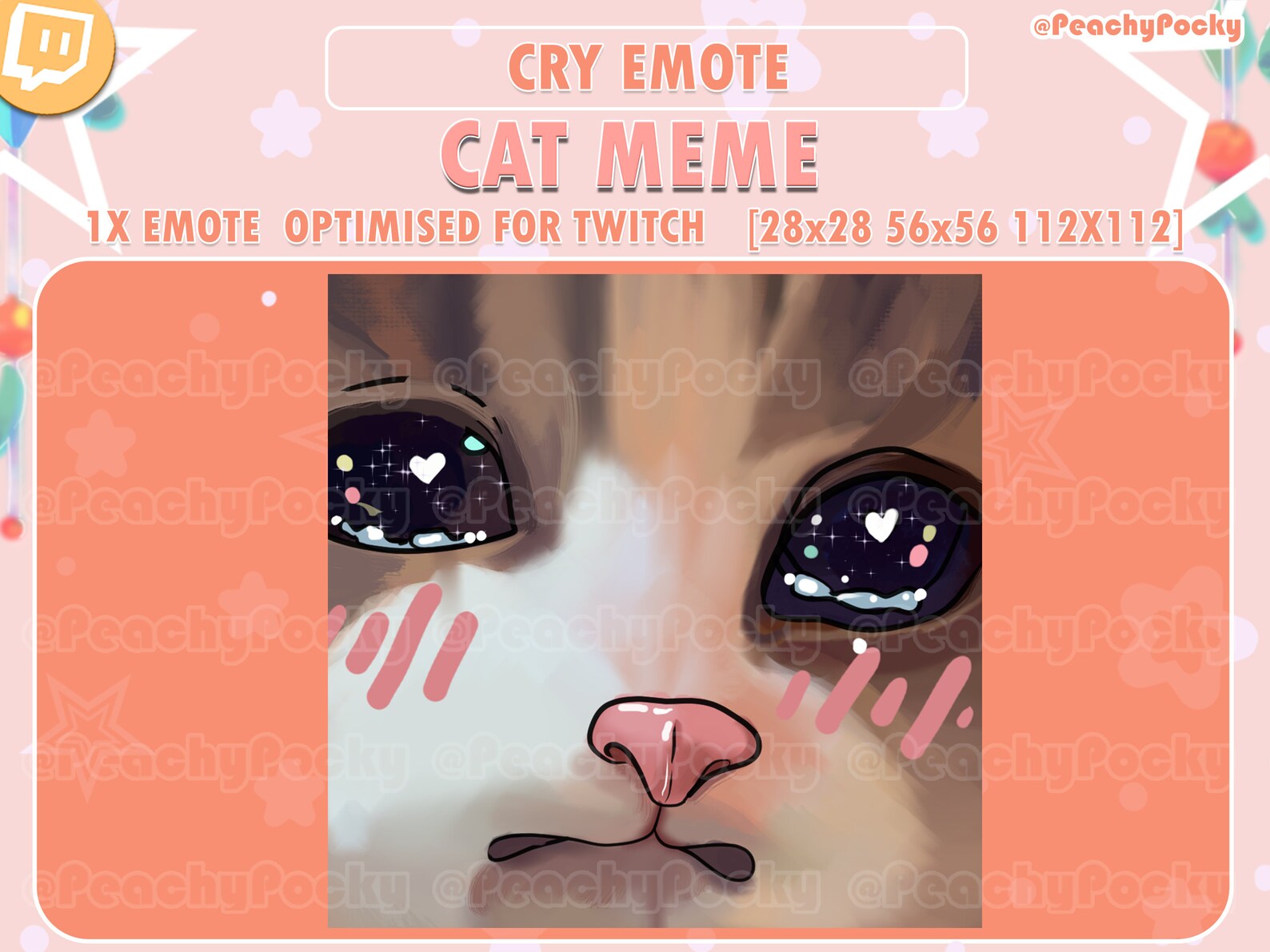 Twitch Emote 1x Cry Blush Cat Meme Twitch Emotes / Streamer Etsy