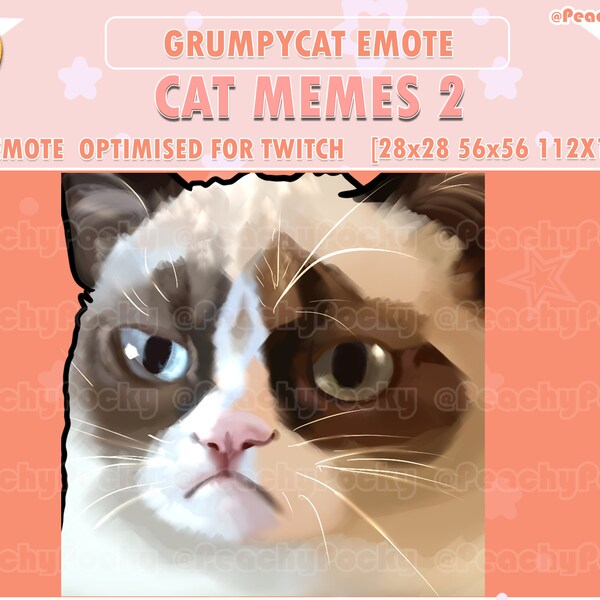 Twitch Emote 1x Cat Twitch Meme Emotes - Grumpy Cat / Twitch / streamer / youtube /  discord emotes