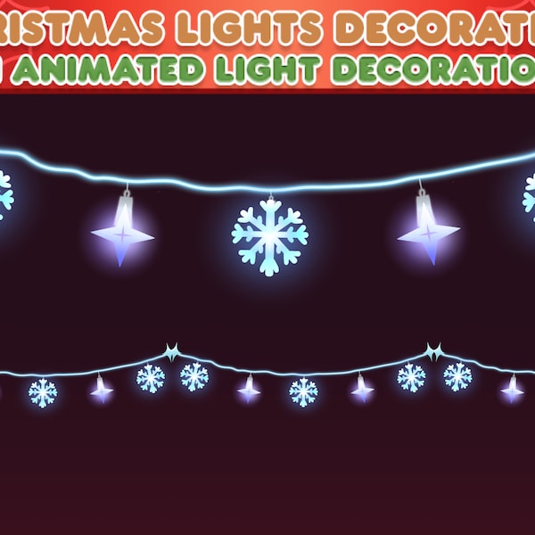 Stream Overlay Animated Christmas Lights Snowflakes || Twitch Stream || OBS Overlay Decoration || Christmas Winter Festive Seasonal ||