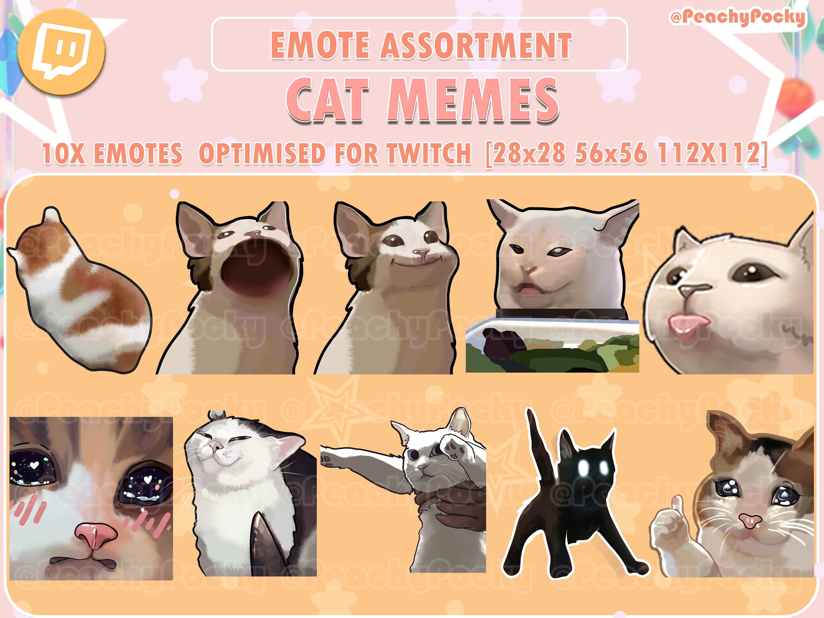 Buy Twitch Emote - 10x Cat Meme - Streamer - Youtube - Discord Emotes ...