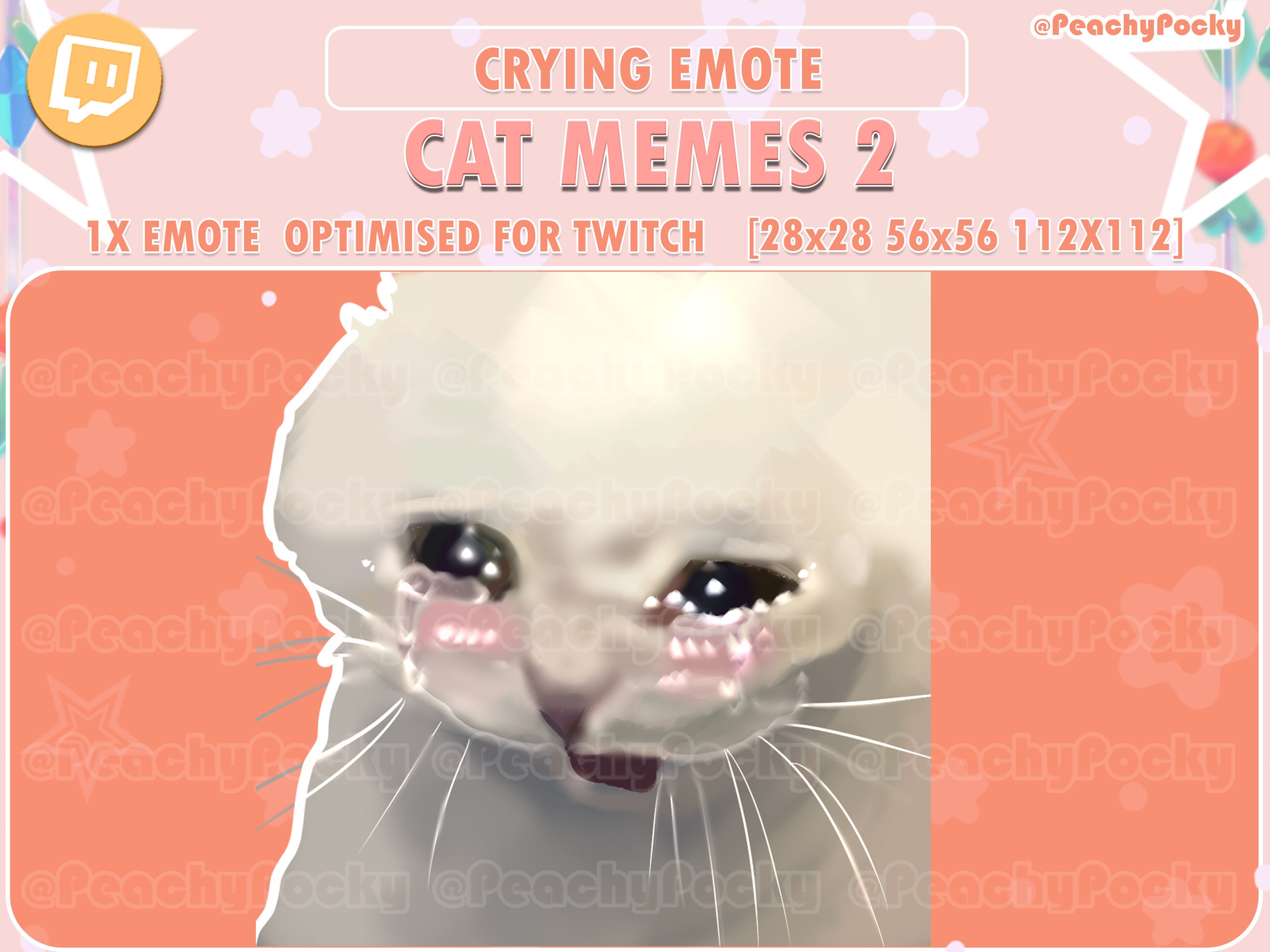 Emote de Twitch 1x Cat Twitch Meme Emotes Cry blush Cat / Twitch / streamer / youtube / discord