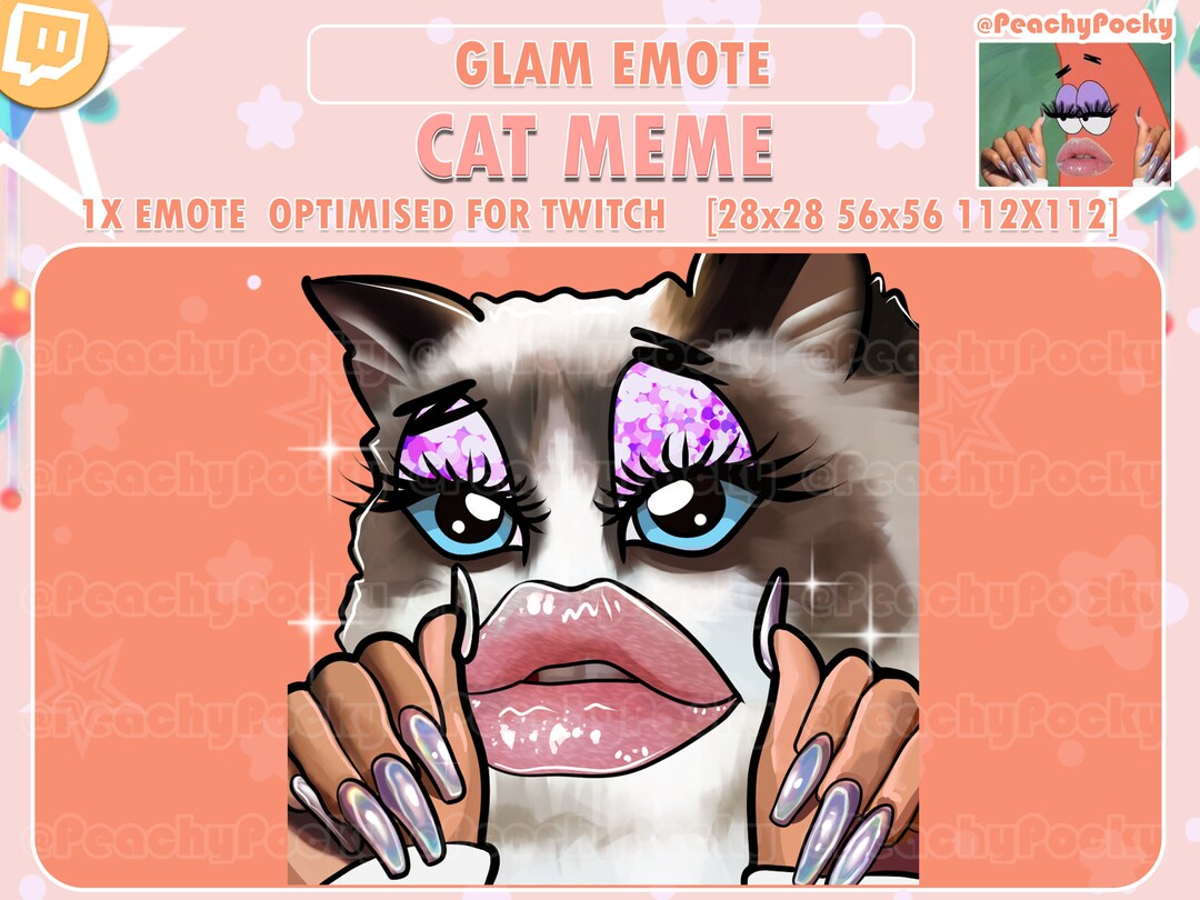 Twitch Emote 1x Cat Twitch Meme Emotes Cat Glam Nails Sassy / Twitch