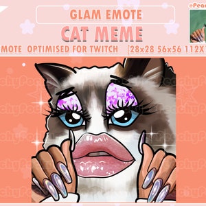 Twitch Emote 1x Cat Twitch Meme Emotes - Cat Glam Nails Sassy / Twitch / streamer / youtube / discord emotes