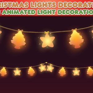 Stream Overlay Animated Christmas Lights Stars and Trees || Twitch Stream || OBS Overlay Decoration || Christmas Winter Festive Seasonal ||