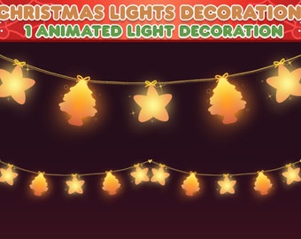 Stream Overlay Animated Christmas Lights Stars and Trees || Twitch Stream || OBS Overlay Decoration || Christmas Winter Festive Seasonal ||