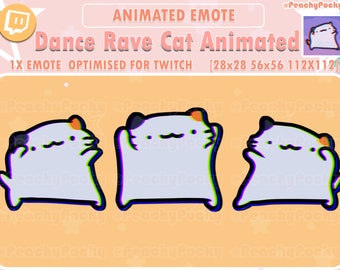 Gesto animado de Twitch 1x Gestos animados de meme de Twitch de gato - Cat Dance Rave Hype/ Twitch / Streamer / Youtube / Discord/ Gestos animados