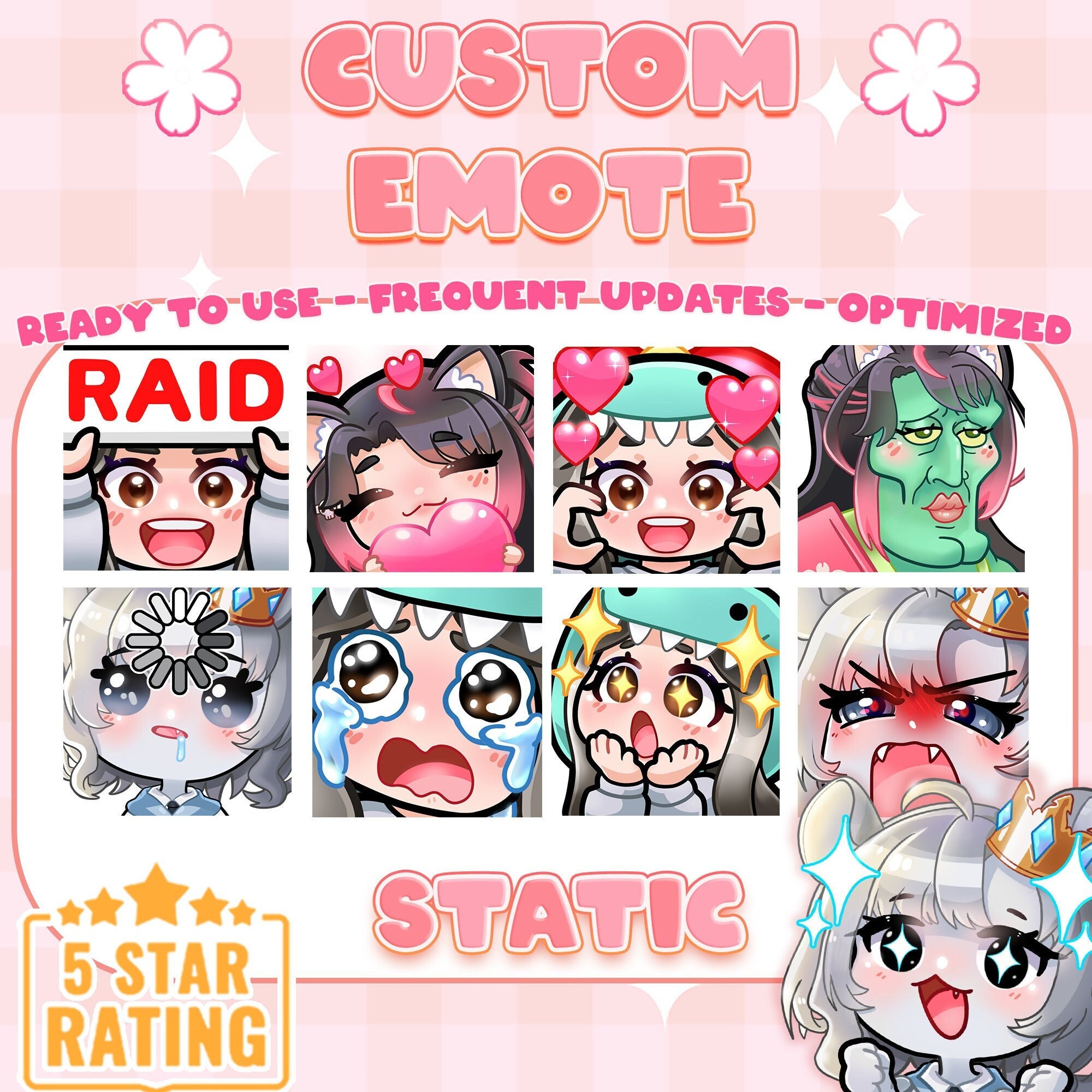 Custom Twitch Emotes Cute Anime Chibi Twitch & Kick Emotes | High ...