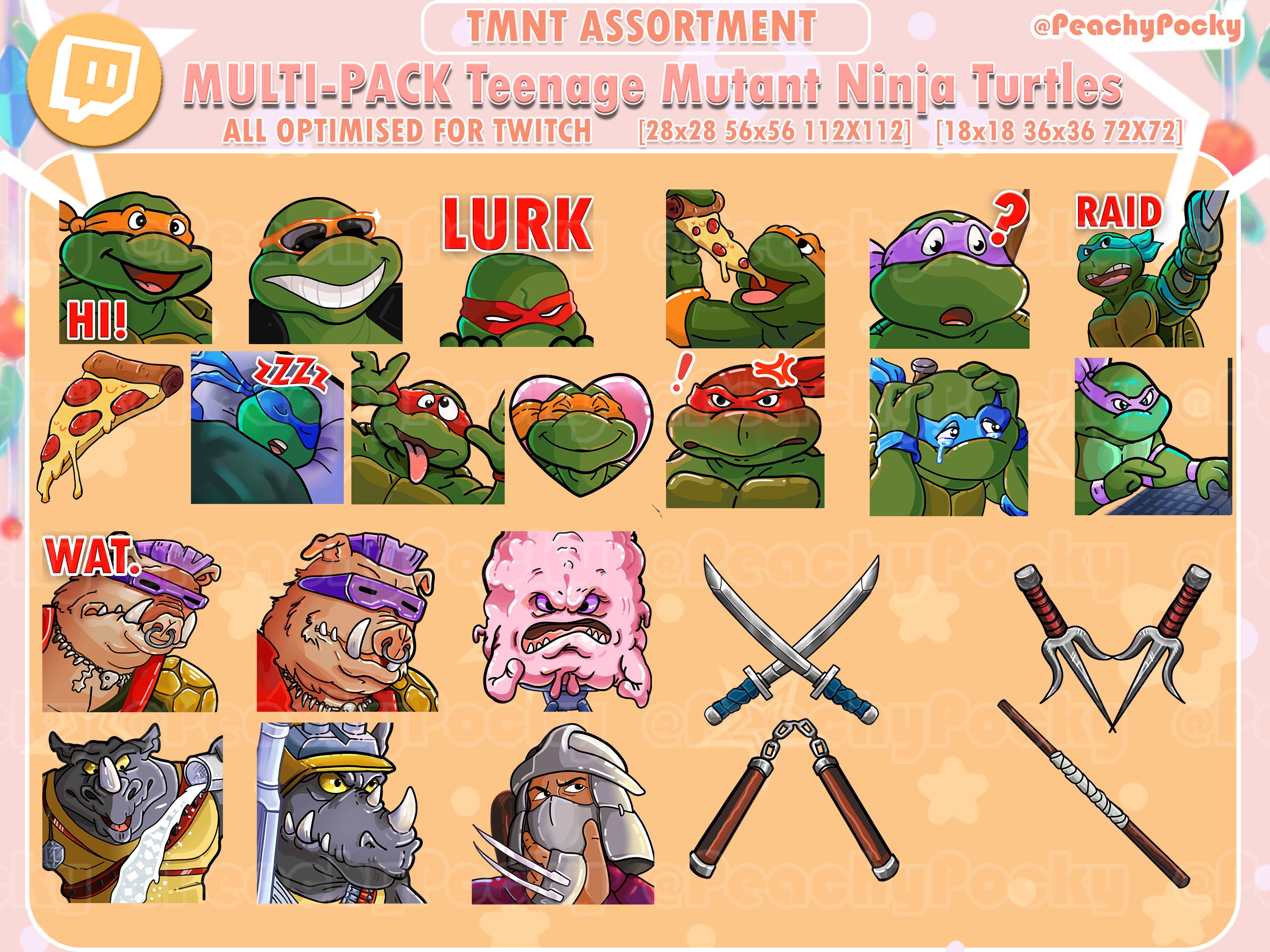 Twitch Emote Multi Pack Bundle All Teenage Mutant Ninja Etsy