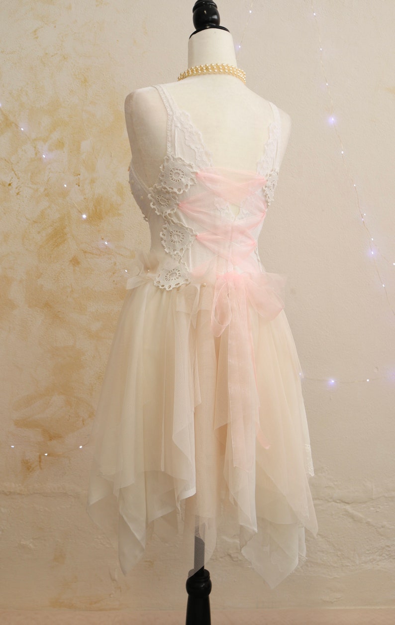 Handmade Bustier Fairy Dress White & Blush Beaded Boho Etsy