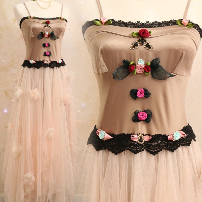 Enchanted Garden Dress in Black Multi Floral Linen Blend main image 1