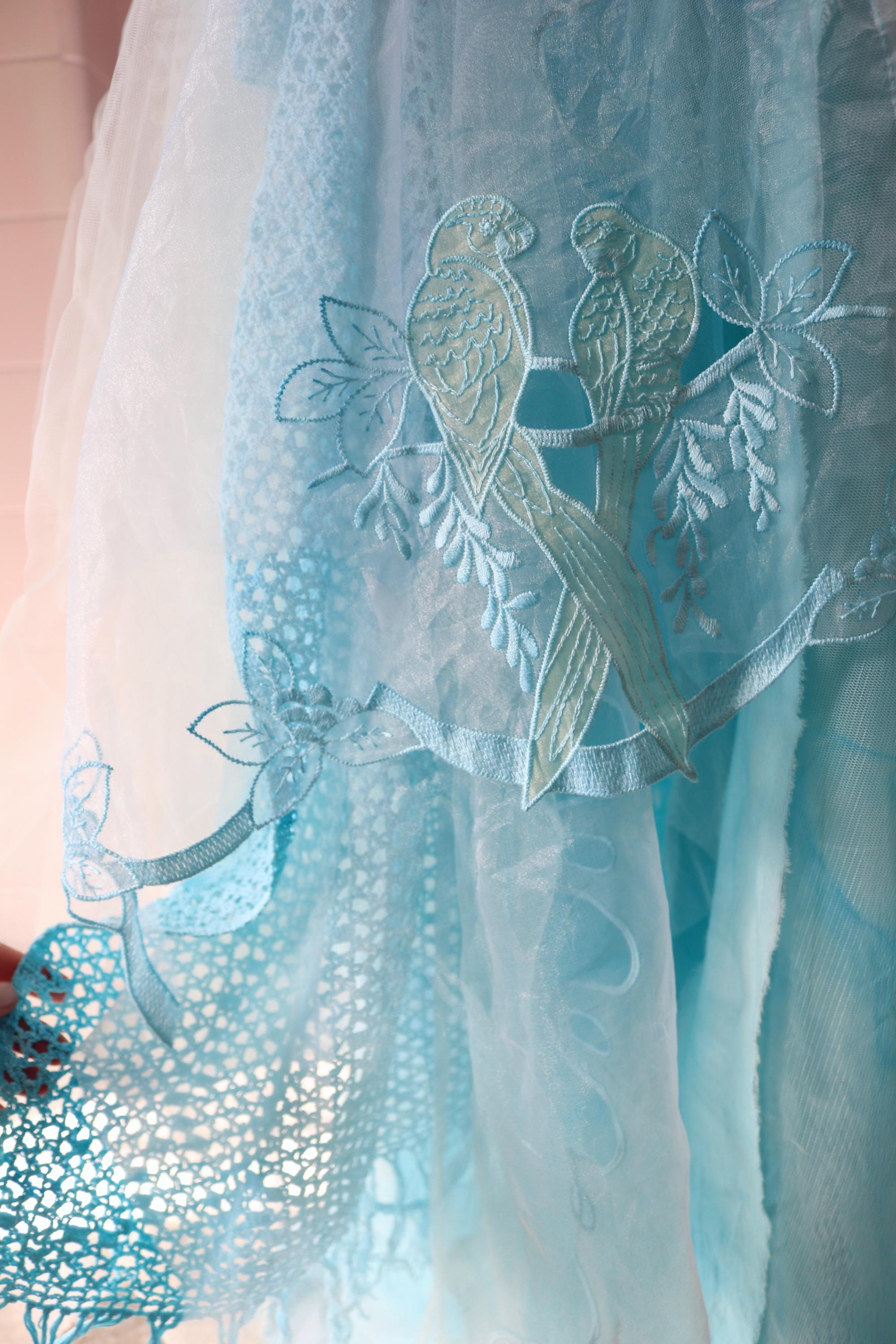 ombre mermaid prom dress Sylvia Lilac Mermaid Scoop Lace Prom Dress with Lace-up Open back Sky Blue / 14