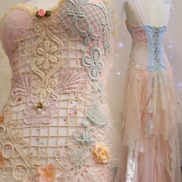 Vintage Pastel Floral Festival Upcycled Dress