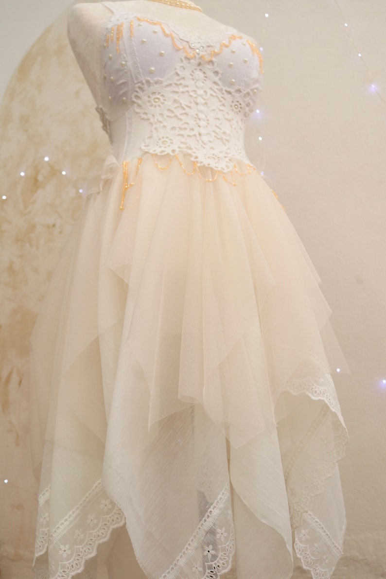Handmade Bustier Fairy Dress White & Blush Beaded Boho Etsy