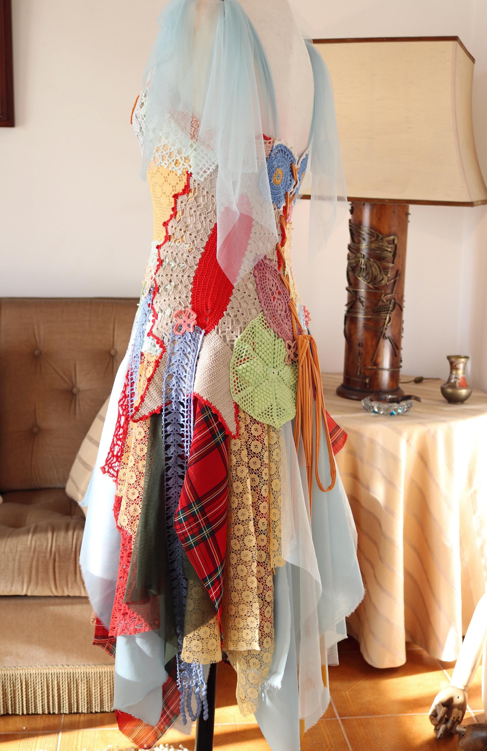 Handmade Boho Doily Dress - Recycled Crochet Midi Dress - Festival Outfit -  Colourful Fairy Gown - Etsy