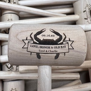 Laser Engraved Crab Mallet Set of 6, Custom Wooden Crab Mallet, Personalized Wedding Gift, Bulk Mallets