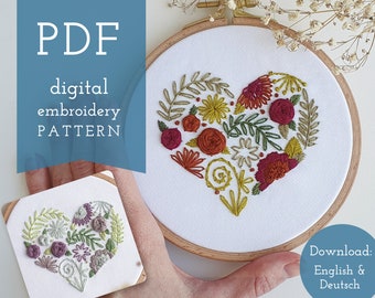 Floral Heart digital embroidery pattern