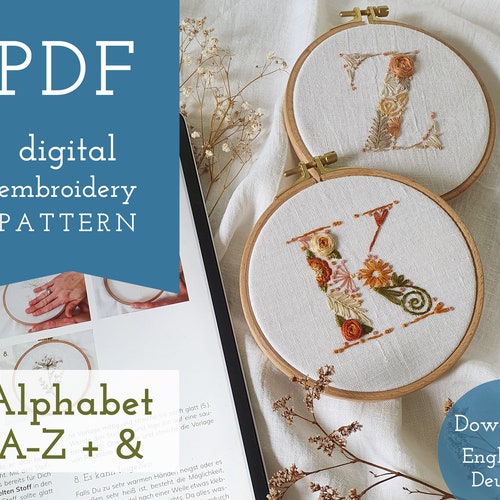 Floral Alphabet Letter L Initial Embroidery PDF Pattern Etsy