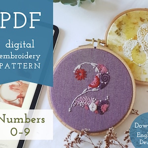 Florale Zahlen 0–9 digitale Stickvorlage und Anleitung
