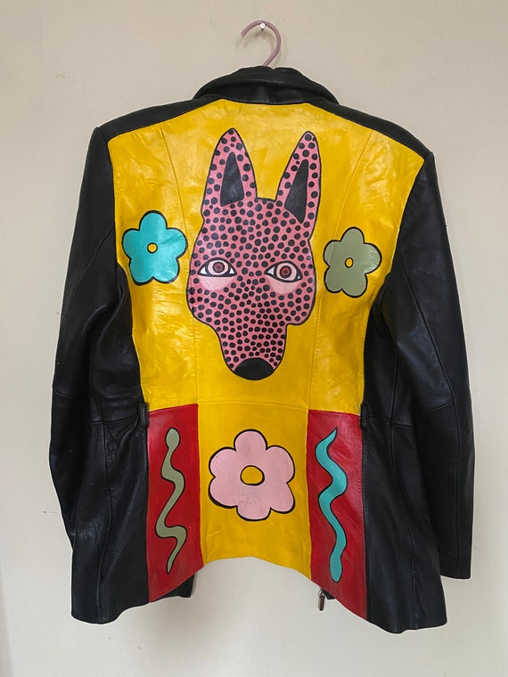 Hand painted leather jacket hot sale