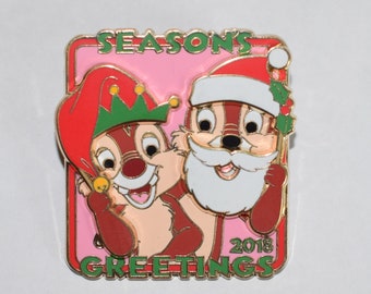Disney Pin Christmas Card Seasons Greetings Mickey Mouse Santa Happy Holidays Le 