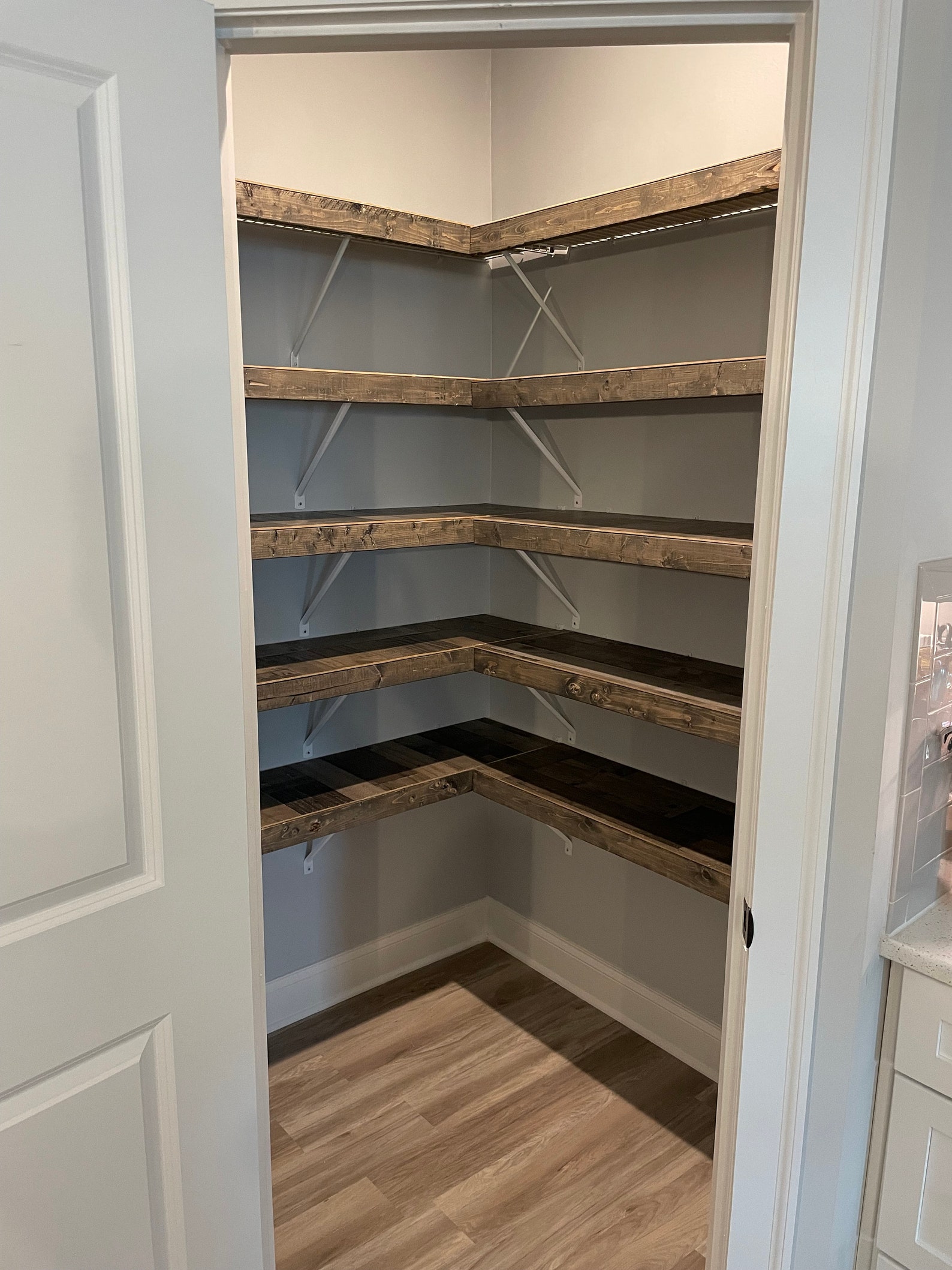 Custom Rustic Gray Wood Shelf Metal Wire Rack Cover Pantry Etsy