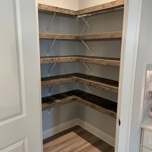 Custom Rustic Gray Wood Shelf Metal Wire Rack Cover Pantry Kitchen Home Closet DIY