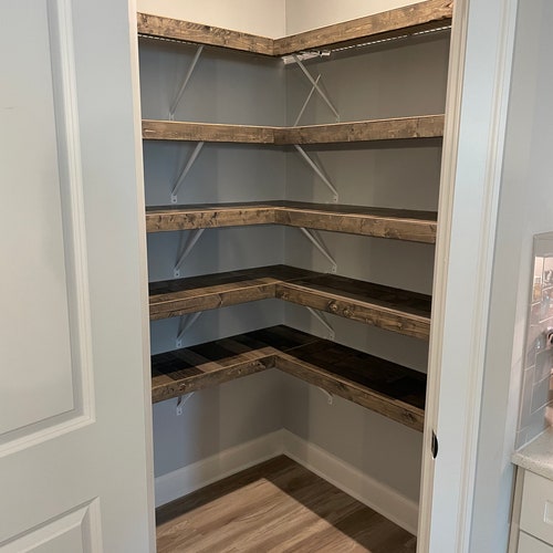 Custom Rustic Gray Wood Shelf Metal Wire Rack Cover Pantry Kitchen Home Closet DIY