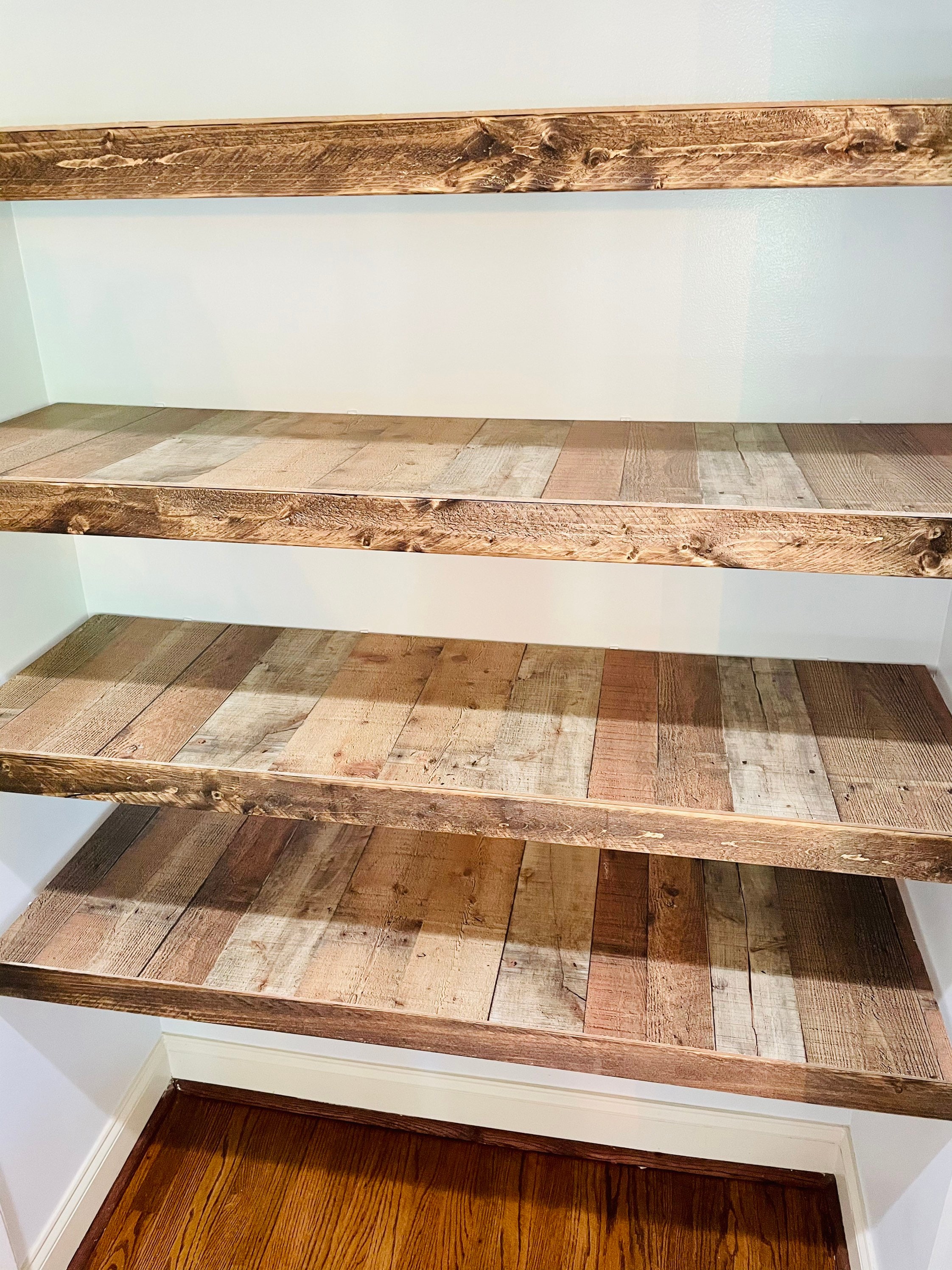Custom Rustic Brown Wood Shelf Metal Wire Rack Cover Pantry Kitchen Home  Closet DIY 