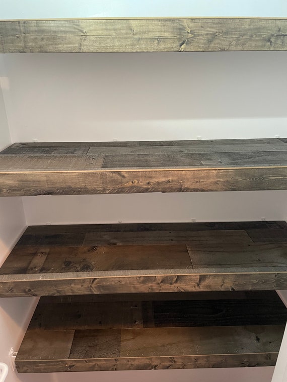 Custom Rustic Gray Wood Shelf Metal Wire Rack Cover Pantry Kitchen Home  Closet DIY 