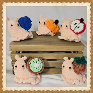 Charming Crochet Fruit Snail Plushies