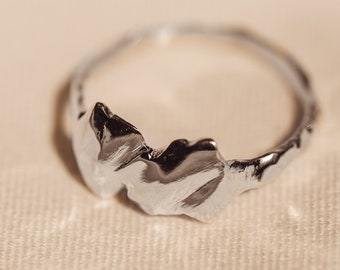 Sterling Silver, Accent Rock Texture Rings, Nature Inspired Rings, Rustic Texture Ring, Elven jewelry,