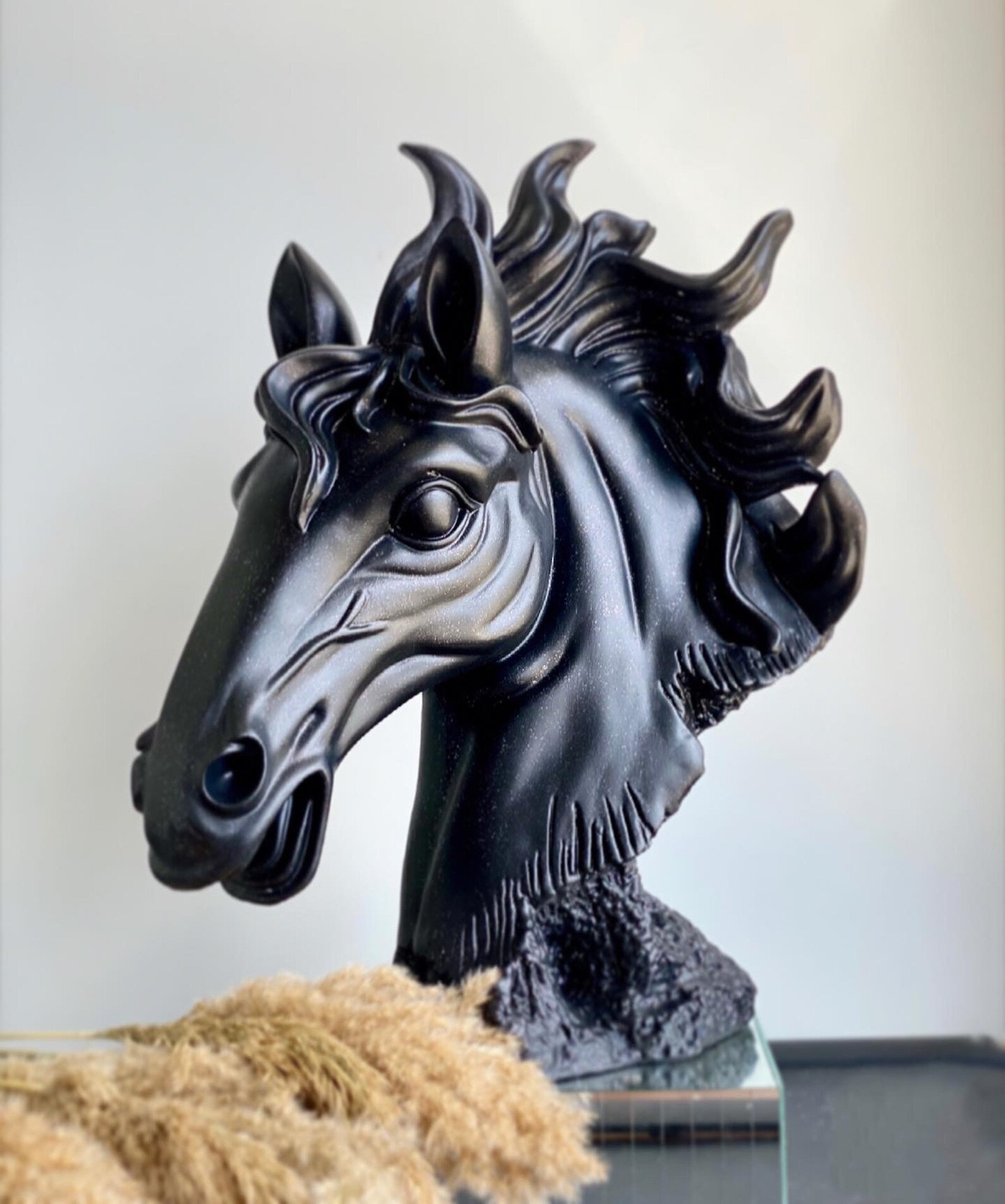 22 Elegant Luxurious Horse Head Black Horse Sculpture Etsy