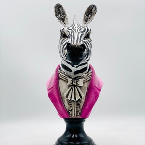 Pop Art Zebra-Statue, Zebra-Tierskulptur, beflockte Zebra-Statue, modernes Wohndekor, Tierkunst-Dekor, Zebra-Verzierung, Wohnaccessoire