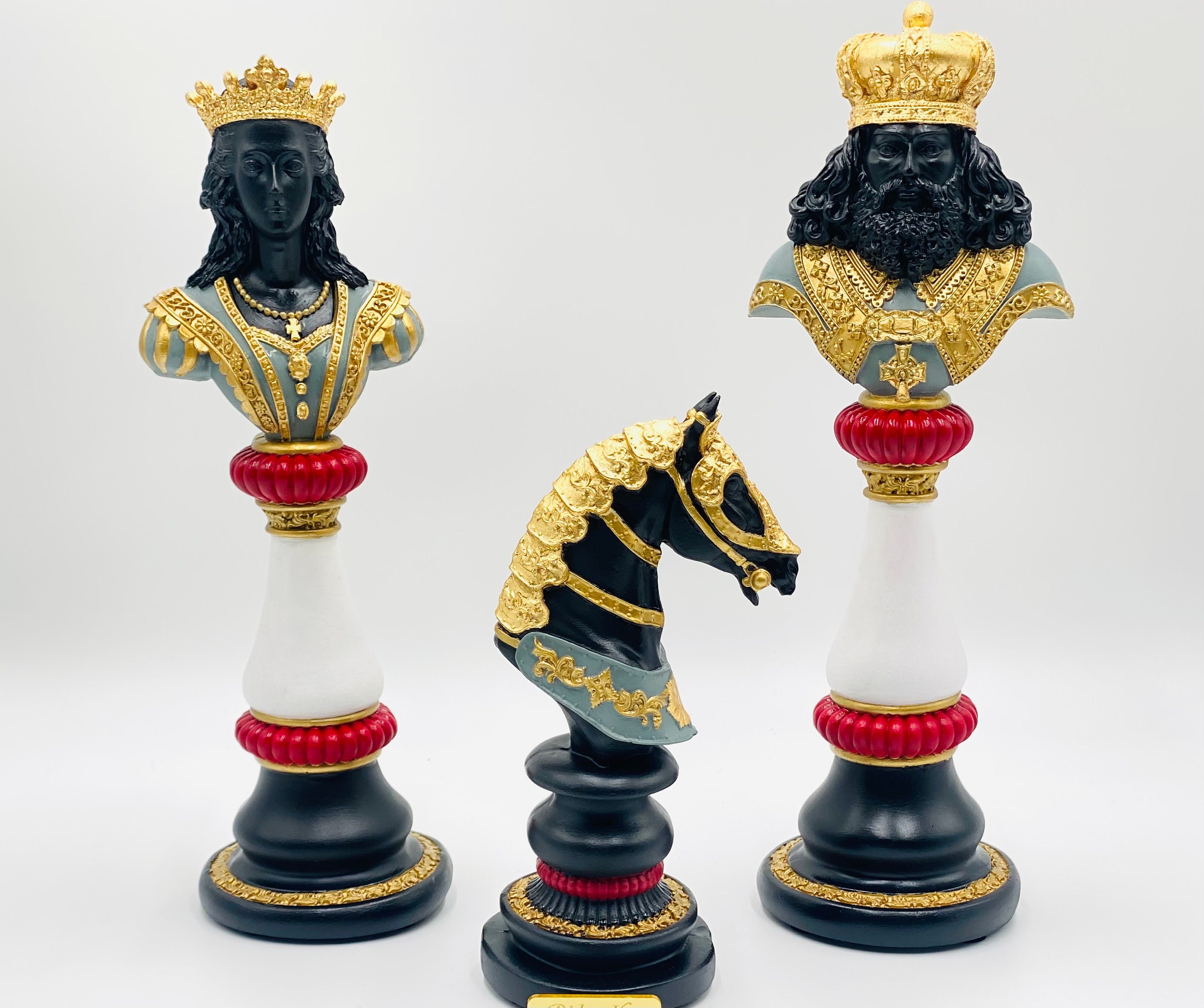 White & Gold Chess Set Trio  Chess set, Chess queen, Sculptures