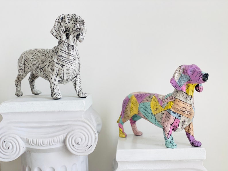 Pop Art Dog Statue Large Dachshund Dog Sculpture Newspaper Etsy